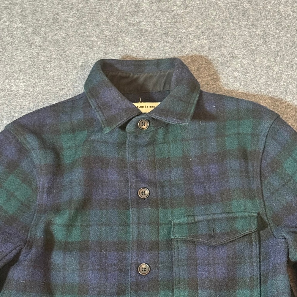 Taylor Stitch Men 38 Sz S Black Watch Plaid Ojai Wool Chore Jacket California - Picture 4 of 10